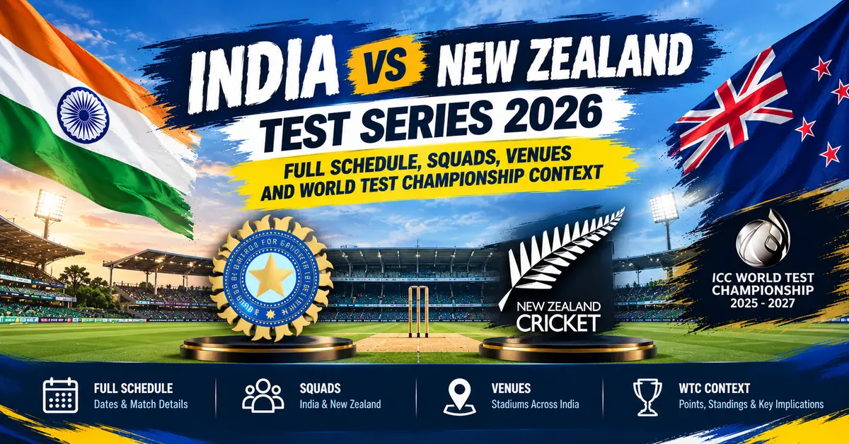 India vs New Zealand Test Series 2026: Schedule & Squads